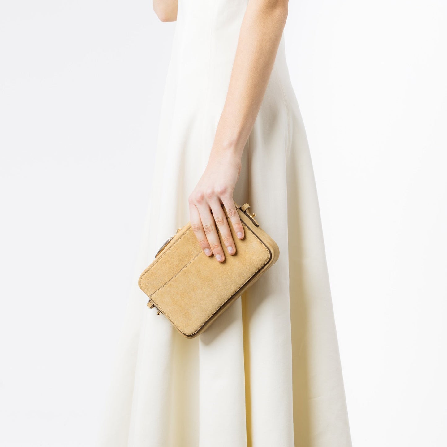 08 - Camera Clutch in Sand Suede